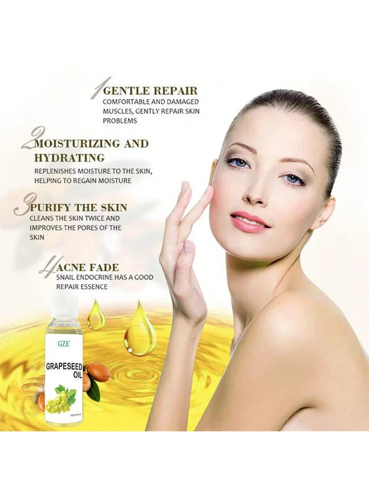 GZE Grapeseed Oil, Skin Care for Sensitive Skin, Light Silky Moisturizer for All Skin Type, Hair Strengthens Vegan Thickening