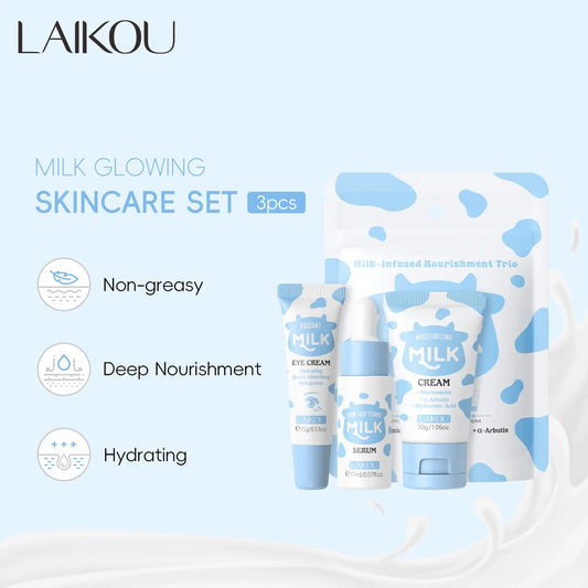 MilkiWay - Deep Hydration Milk Skincare Set Softening Serum Gentle Eye Cream Radiant Moisturizing Glowing Trio